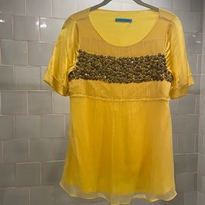 Alice + Olivia silk blouse with beading sz S